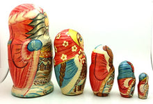 Load image into Gallery viewer, Santa and Animals Russian Nesting Dolls Hand Painted 5 Piece Babushka Set
