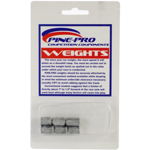 Pine Car Derby Cylinder Weights, 1.5-Ounce, 6-Pack