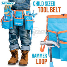 Load image into Gallery viewer, Hi-Spec 16 Piece Kid&#39;s Blue Tool Kit Set with Tool Belt. Real Metal DIY Hand Tools for Children &amp; Starters Including Work Gloves, Dust Glasses &amp; More
