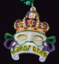Load image into Gallery viewer, Crown with Gray Mask Bead Necklace New Orleans Mardi Gras Spring Break Cajun Carnival Festival
