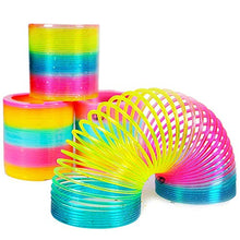 Load image into Gallery viewer, Jumbo Rainbow Coil Spring Toy,Classic Novelty and Colorful Neon Plastic Toy Party Supplies for Boys Girls Gift Toys Easter Halloween Birthday Children&#39;s Day 3.4 Inch 2 Pack
