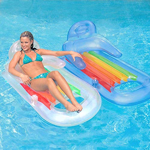 Gcxzb Swimming Ring Airbeds Armrest Backrest Luxury Floating Row Inflatable Floating Row Floating Bed On Water Swimming Ring Toy (Color : E Blue)