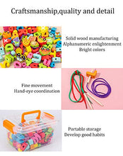 Load image into Gallery viewer, Lierpit 100pc Wooden Toddler Crafts Lacing String Beads Preschool Activities Montessori Toys with Storage Box for Boys &amp; Girls 3+ Years Old Holiday Birthday Gifts
