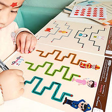 Load image into Gallery viewer, Toyvian Preschool Writing Workbook Line Drawing Tracing Book Fine Motor Skill Toy Wooden Card Pen Control Educational Toy Purple

