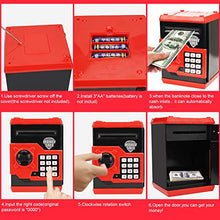 Load image into Gallery viewer, Adevena Electronic Piggy Bank, Mini ATM Password Money Bank Cash Coins Saving Box for Kids, Cartoon Safe Bank Box Perfect Toy Gifts for Boys Girls (Red)
