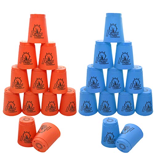 24 Pack Sports Stacking Cups, Quick Stack Cups Set Training Game for Travel Party Challenge Competition, Blue+Orange