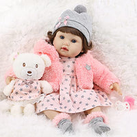 haveahug Reborn Baby Doll 18 inch Lifelike Baby Girl Doll with Bear Gift Sets for Children