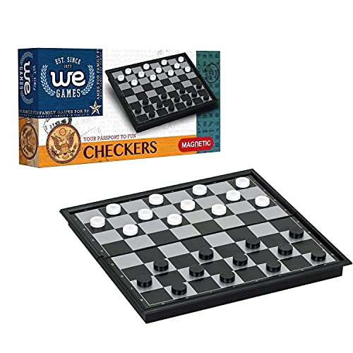 WE Games Foldable Travel Magnetic Checkers Set - 10 in.