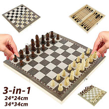 Load image into Gallery viewer, Wooden Chess Set, 13.313.3In International Chess and Classic Wooden Chess Pieces 3 in 1 Foldable Travel Chess Board, Handmade Portable Travel Chess Board Game Sets Family and Travel Board Games (C)
