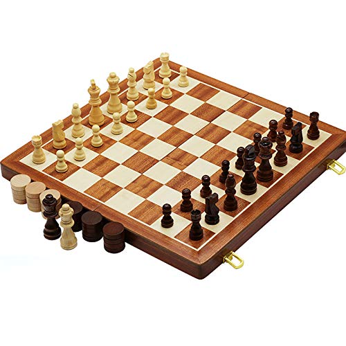 Chess Set, 2 in 1 Wooden Chess Checkers Travel Games Chess Set Board Entertainment, for Party Family Activities Game for Kids and Adult