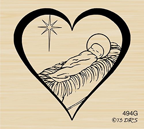 Baby Jesus Heart Rubber Stamp by DRS Designs