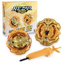 NEZAR 2 in 1 Burst God Bey Battle Edition Gyro Battling Top Avatar Attack Evolution High Starter with Launcher Set Gold 2020