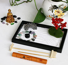 Load image into Gallery viewer, Mini Meditation Zen Garden Kit - Japanese Tabletop Rock Sand Chakra Buddha Zen Garden Home Office Desk Zen Decor Zen Gifts for Father Mother Birthday Gifts Sandbox w/ Rake Tool Accessories Bonsai
