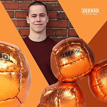 Load image into Gallery viewer, Zeekio Juggling Balls Premium Galaxy - [Pack of 3], Synthetic Leather, Millet Filled, 12-Panel Leather Balls, 130g Each, 62mm, Metallic Orange
