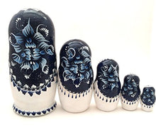 Load image into Gallery viewer, BuyRussianGifts Russian Nesting Doll Matryoshka Gzhel Style Hand Painted Nesting Doll Set of 5
