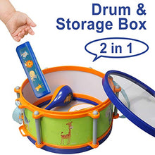 Load image into Gallery viewer, Aomola Toddler Musical Instrument Toys, Kids Drum Set, Percussion, Maraca, Tambourine, Flute, Harmonica, Trumpet, Rattle, Educational Musical Toys Kit, Learning Gift for Boys Girls
