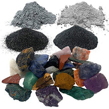 Load image into Gallery viewer, WireJewelry Single Barrel Rotary Rock Tumbler Brazilian Mix Starter Kit, Includes 1.5 Pounds of Rough Brazilian Stone Mix and 1 Batch of 4 Step Abrasive Grit and Polish with Plastic Pellets
