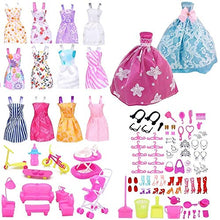 Load image into Gallery viewer, EuTengHao 26Pcs Boy Doll Clothes 123Pcs Girl Doll Clothes Includes 20 Different Wear Boy Clothes Shirt Jeans Set Handmade Doll Wedding Dresses and 108Pcs Doll Accessories Glasses Earphones Cat

