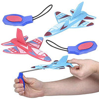 ArtCreativity Sling Shot Foam Planes for Kids, Set of 12, Flying Airplane Toys for Kids, Outdoor Slingshot Fun, Aviation Birthday Party Favors, Goodie Bag Fillers, Prize Bin Toys for Boys and Girls