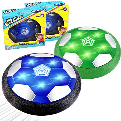 2 Pack Hover Soccer Ball Kids Toys, Air Power Soccer Ball with Led Light Foam Bumper Christmas Stocking Stuffers for Toddlers Boys Girls Christmas Gifts Outdoor Sports Football Toys
