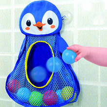 Load image into Gallery viewer, PlayGo Bath Toy Organizer Penguin | Four Suction Cups for Hanging | Bathtub Toys Holder | Bathroom Baby Toy Storage Quick Dry Bathtub Mesh Net | 2 in 1| 10 Pieces Colorful Soft Balls, 18703
