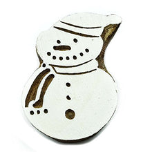 Load image into Gallery viewer, Handcarved Printing Block Indian Wood Block Art Snowman Stamp Textile Stamp
