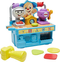 Fisher-Price Laugh & Learn Busy Learning Tool Bench, pretend construction workbench toy with Smart Stages content for baby and toddlers ages 6 months and up