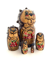Load image into Gallery viewer, Hedgehog Nesting Dolls Russian Hand Carved Hand Painted 5 Piece Matryoshka Set
