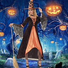Load image into Gallery viewer, kerryshop Halloween Supplies Halloween Costume Cosplay Dress Ball Hooded Witch Performance Costume Halloween Props (Color : F)
