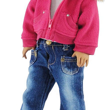 Load image into Gallery viewer, Emily Rose 18 Inch Doll Clothes for American Girl Doll - Fur Collar Accessory Jacket Outfit with White T-Shirt and Distressed Jeans
