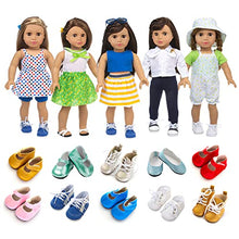 Load image into Gallery viewer, XFEYUE 18 Inch Doll Clothes and Accessories 5 Sets Doll Clothes Dress Outfits + 2 Random Style Shoes for 18 Inch Girl Doll Clothes
