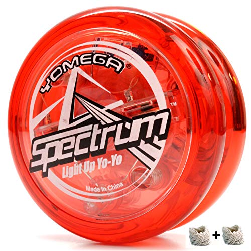 Yomega Spectrum - Light up Fireball Transaxle YoYo with LED Lights for Intermediate, Advanced and Pro Level String Trick Play + Extra 2 Strings & 3 Month Warranty (Red)