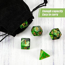 Load image into Gallery viewer, 2 Set 11 Dice Polyhedral Dice Set Multisided Dice Set Smooth Touch with Drawstring Bag Compatible with DND RPG MTG Table Game Dice, 22 Pieces (Green, Black)
