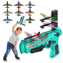 Load image into Gallery viewer, Bubble Catapult Plane Toy, One-Click Ejection Model Foam Airplane with 8 Pcs Glider Airplane, Gifts for Boys and Girls, Outdoor Sport Toys Birthday Party Favors Airplane Toy (Blue)
