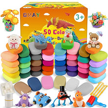Load image into Gallery viewer, Air Dry Clay Kit - QMay 50 Colors DIY Modeling Clay Ultra Light Magic Clay, Nontoxic &amp; Soft Foam Clay with Sculpting Tools and Decoration Accessories, Art Craft Gift for Kdis Girls Boys
