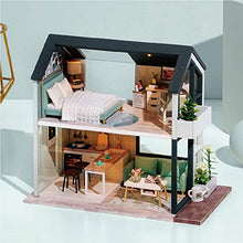 Load image into Gallery viewer, Fsolis DIY Dollhouse Miniature Kit with Furniture, 3D Wooden Miniature House with Dust Cover, Miniature Dolls House kit (QL01)
