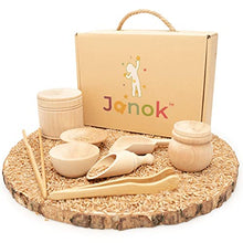 Load image into Gallery viewer, JANOK Sensory Bin Tools | Montessori Toys for Toddlers | Sensory Toys | Wooden Scoops and Tongs for Transfer Work and Fine Motor Learning | Motor Skills Development | Lab Tested | Free E-Book
