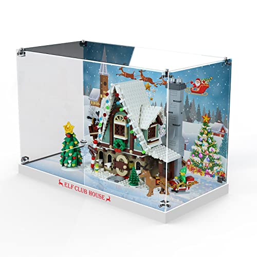 cooldac Acrylic Display Case Box for Lego The Christmas Elf Magic House 10275 Building Blocks Model Set, Dust-Proof Transparent Clear Display Box Showcase (The Model NOT Included)