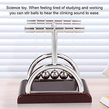 Load image into Gallery viewer, Balance Ball, Cradle with Holographic Wooden Base, Newton&#39;s Cradle Steel Balance Ball Physics Science Pendulum Desk Fun Toy Gift

