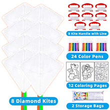 Load image into Gallery viewer, JOYIN 8 Packs DIY Blank Diamond Kite with Watercolor Pens and Kite String, Decorating Coloring Kite, Kids Kite Making Craft Kits, Large Beach Kite Easy to Fly Kite for Outdoor Games and Activities
