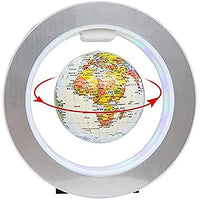 UNICH Magnetic Levitation Globe 4 inch 360 Floating Rotation Mysteriously Suspended in Air Colorful LED Light World Map Home Office Decoration Craft Fashion Birthday Gift Geography Tool (White)