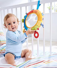 Load image into Gallery viewer, HABA Rainbow Discovery Mirror - Hang from Crib or Use as a Pillow with Entertaining Elements for Baby to Explore
