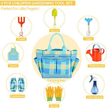 Load image into Gallery viewer, Kids Gardening Set - Kids Gardening Tools Set Colorful Children Garden Tools Fun STEM Toys with Watering Can, Gloves, Shovel, Rake, Trowel, Storage Bag, Apron, Sprayer - Gifts for Boys and Girls
