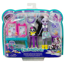 Load image into Gallery viewer, Enchantimals Stinkin Cute Vanity Playset with Sage Skunk Small Doll (6-in) and Caper Animal Friend Figure, Includes Vanity Set, Benches, and Beauty Accessories, Makes a Great Gift for 3-8 Year Olds
