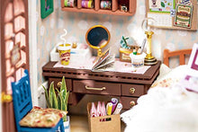 Load image into Gallery viewer, Hands Craft DIY Miniature Dollhouse Kit  Annes Bedroom 3D Model Wooden Furniture Tiny House Building with LED Lights Wood Pre Cut Pieces 1:24 Scale Puzzle for Teens and Adults DGM08
