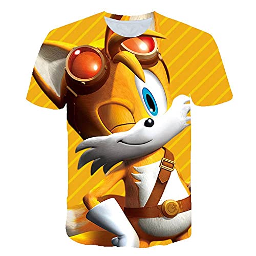 Boys Cartoon Sonic Clothes Girls 3D Funny T-Shirts Costume Children Spring Clothing Kids Tees Top Baby T Shirts (7-8T)