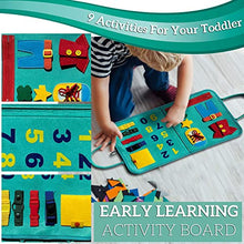 Load image into Gallery viewer, Toddler Busy Board Helps Develop Fine Motor Skills and Learn to Dress, Sensory Board for Ages 1 2 3 4 Years Old - Educational Montessori Toy Ideal for Travel
