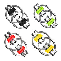 Virtue morals 4 Pieces Stress Relief Chain Flippy Chain Fidget Toy, Cool Mini Gadget Best for Stress and Anxiety Relief Great for ADD, ADHD and Autism (Yellow, Red, Green and Black)