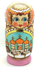 Load image into Gallery viewer, Church Nesting Dolls Wood Burned Hand Carved Hand Painted 5 Piece Doll Set / 7&quot; H
