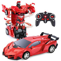 Subao Remote Control Car Kids Transform Robot RC Cars 2.4GHz RC Robot Car with One-Button Deformation 360 Rotating and Drifting Remote Car Toys for Boys Girls Age 4-7 8-12 Birthday Xmas Gift (Red)